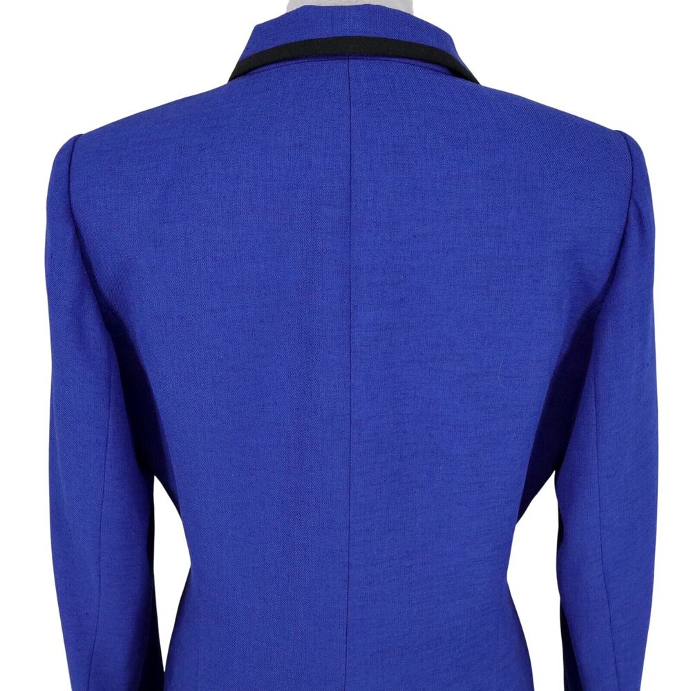 Kasper Jacket Petites 10P Blue Black Trim Lined Long Blazer Career Office - Picture 9 of 15